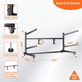 Kayak Storage Rack, Widen & Lengthen Freestanding Kayak Stand With Wheels, Heavy Duty Kayak Holder, Adjustable Canoes And Surfboards Bracket For Outdo (Option: 2Layers)