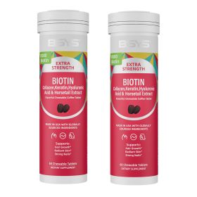 BSYS Coffee-flavored Biotin Chews Hair That Grows  Nails That Shine These Tasty Supplements Taste Like Your Favorite Brew No Chalky Mess Just Glow Fro (Option: Two bottles)