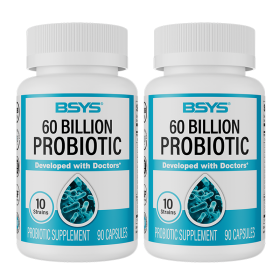 BSYS 60 Billion CFU Probiotic Capsules  Acid-Resistant Stomach-Resistant Formula  Intestinal Delivery Technology  Digestive & Immune Health Support  D (Option: Two bottles)
