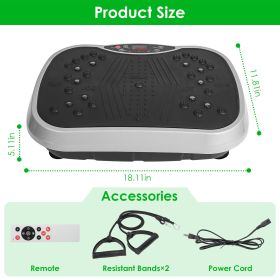 1Pc Vibration Exercise Machine With Resistant Bands Remote Control Whole Body Vibration Platform Workout Equipment Home Fitness Training Equipment For (Option: 1Pc Black)